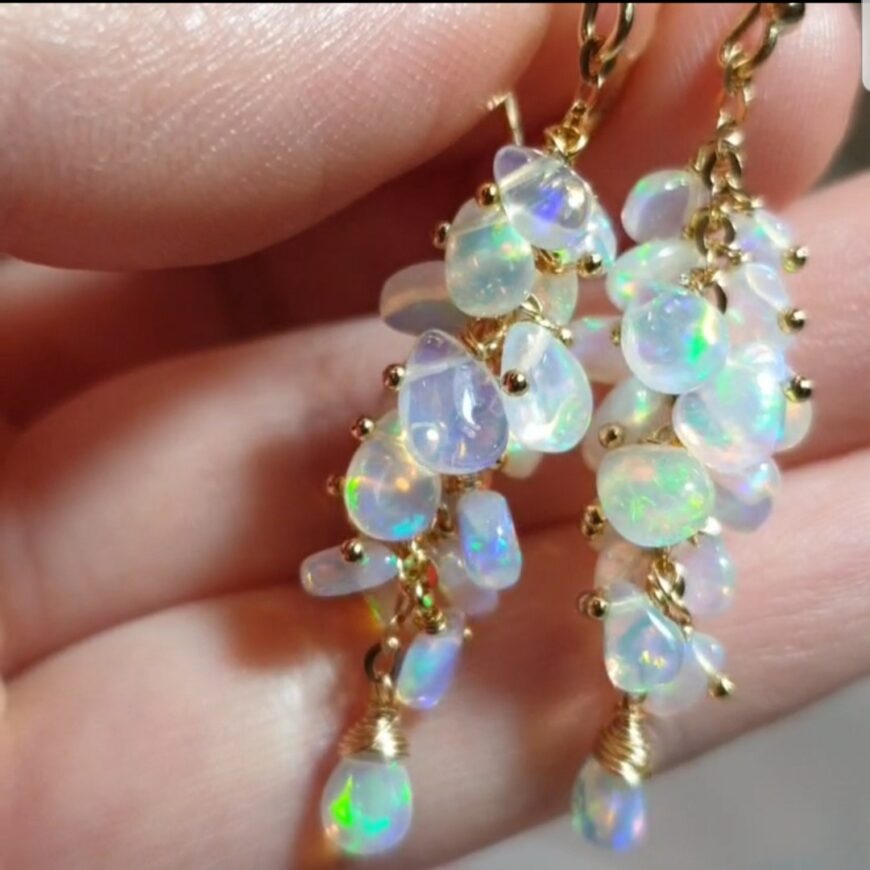 Ethiopian Opal Earrings in Gold Filled