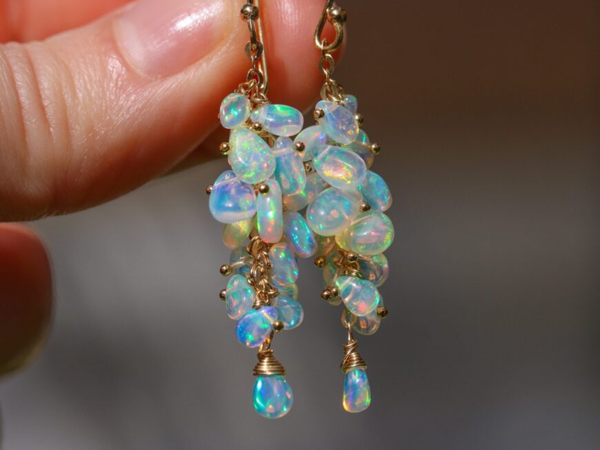 Ethiopian Opal Earrings, Luxury Cascade Earrings