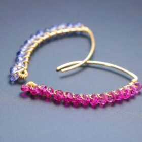 The Mix and Match Earrings – Rubellite Pink Tourmaline and Iolite Open Hoops, Mismatched Earrings Set