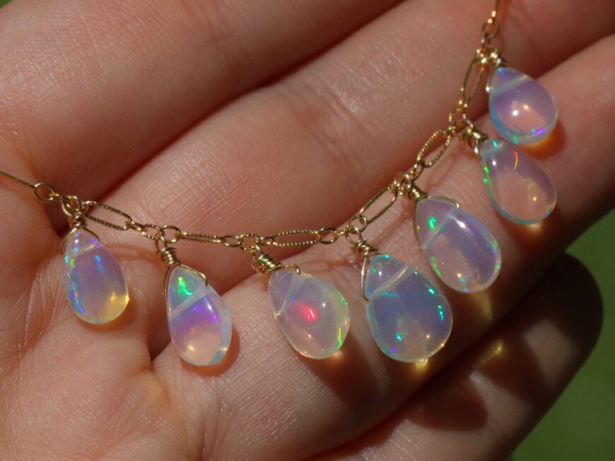 Ethiopian Opal Drop Necklace, Welo Opal Necklace