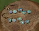 Solid Gold 14K Ethiopian Opal Dangle Drop Earrings