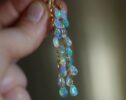 Ethiopian Opal Long Dangle Drop Earrings