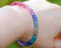 Solid Gold 14K Rainbow Bracelet with Precious Gemstones, Colorful Multi Gemstone Bracelet