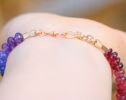 Solid Gold 14K Rainbow Bracelet with Precious Gemstones, Colorful Multi Gemstone Bracelet