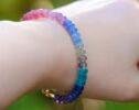 Solid Gold 14K Rainbow Bracelet with Precious Gemstones, Colorful Multi Gemstone Bracelet