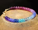 Solid Gold 14K Rainbow Bracelet with Precious Gemstones, Colorful Multi Gemstone Bracelet