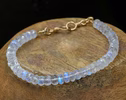 Solid Gold 14K Rainbow Moonstone Blue Fire Bracelet