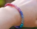 Solid Gold 14K Rainbow Bracelet with Precious Gemstones, Colorful Multi Gemstone Bracelet