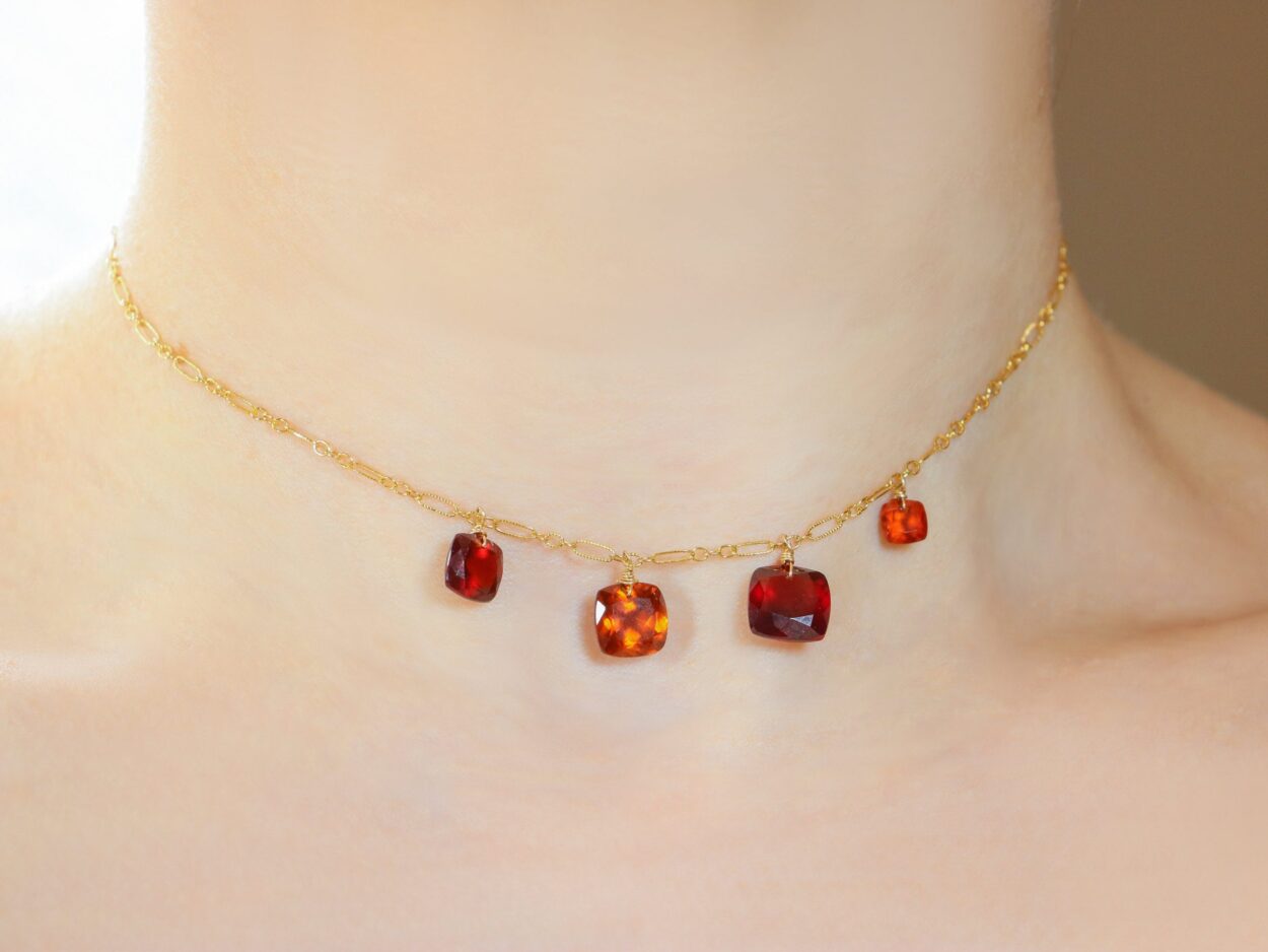 Garnet Crystal Collet Necklace - Large Oval – Dames a la Mode