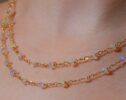 Kissed Necklace - Ethiopian Opal and Rainbow Moonstone Gemstone Necklace