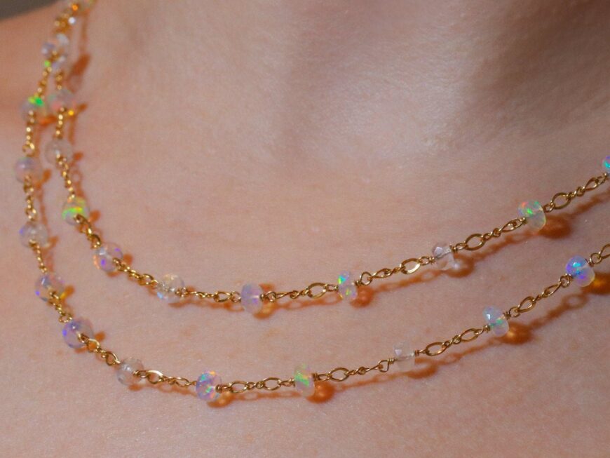 Kissed Necklace - Ethiopian Opal and Rainbow Moonstone Gemstone ...