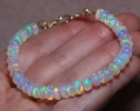 Solid Gold 14K Welo Opal Bracelet, Ethiopian Opal Bracelet