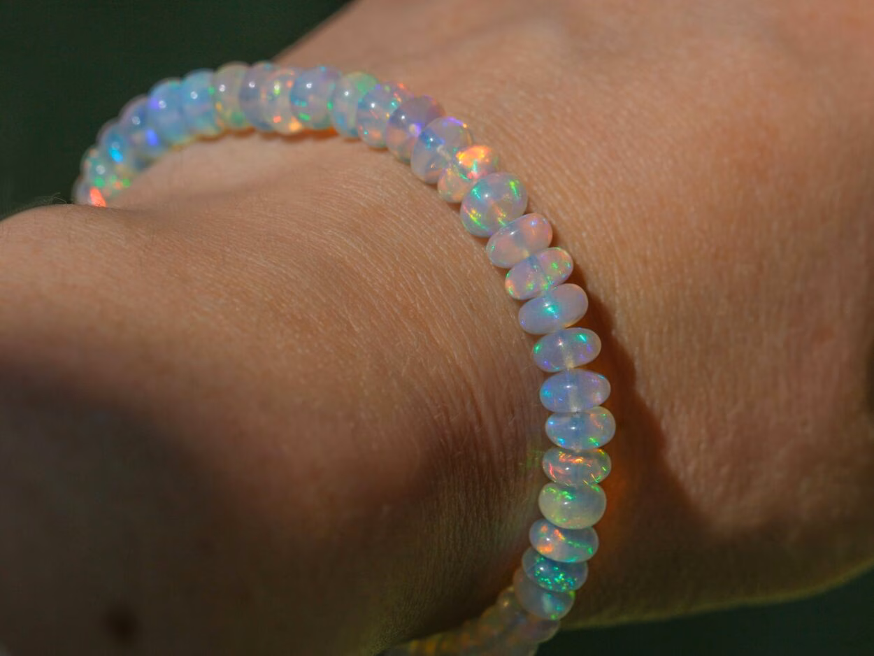 Welo Opal Bracelet, Ethiopian Opal Bracelet in Gold Filled