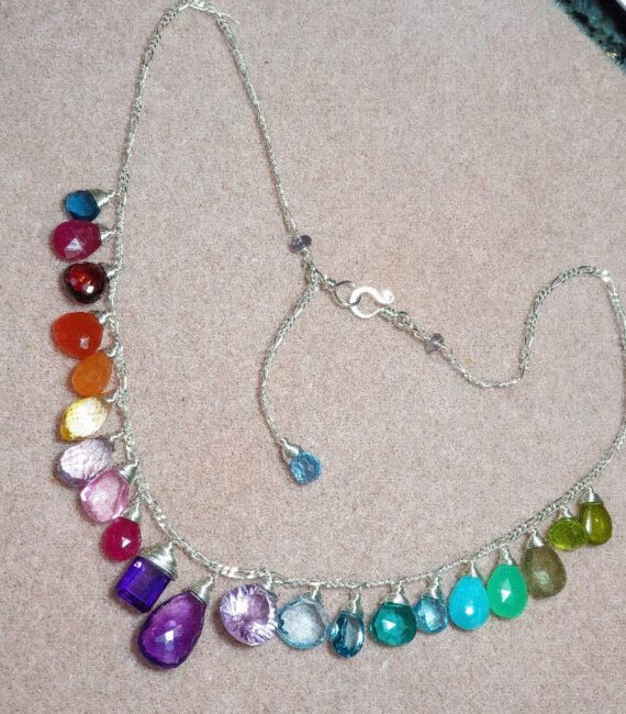 Rainbow Gemstone Necklace in Sterling Silver