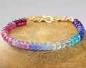 Solid Gold 14K Rainbow Bracelet with Precious Gemstones, Colorful Multi Gemstone Bracelet