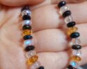 Black Opal, Moonstone, Citrine and Mexican Fire Opal Bracelet in Silver