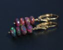 Black Opal Gemstone Earrings, One of a Kind
