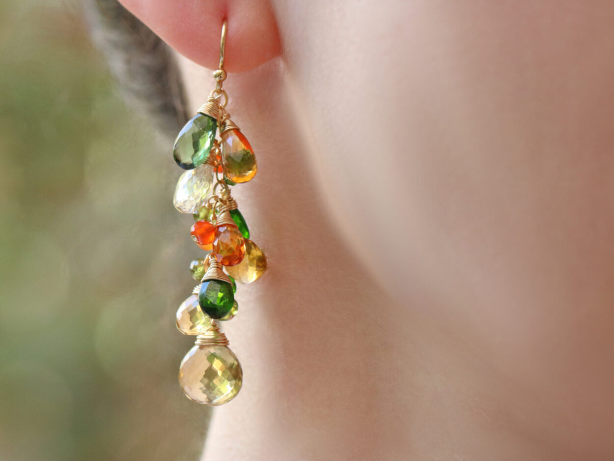 Multi Gemstone Earrings, Fall colors - Valltasy