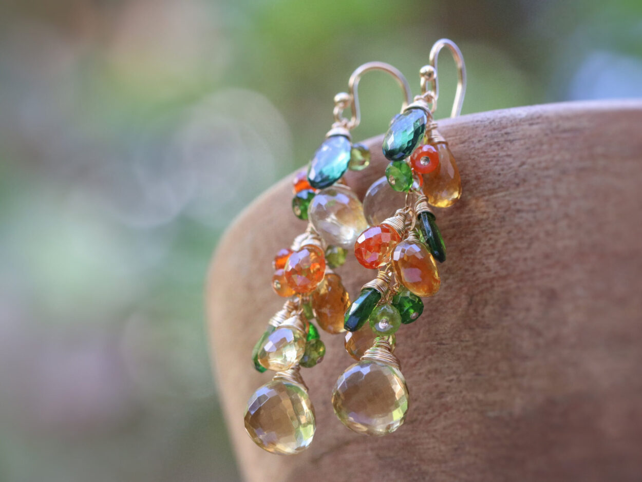 Multi Gemstone Earrings, Fall colors - Valltasy