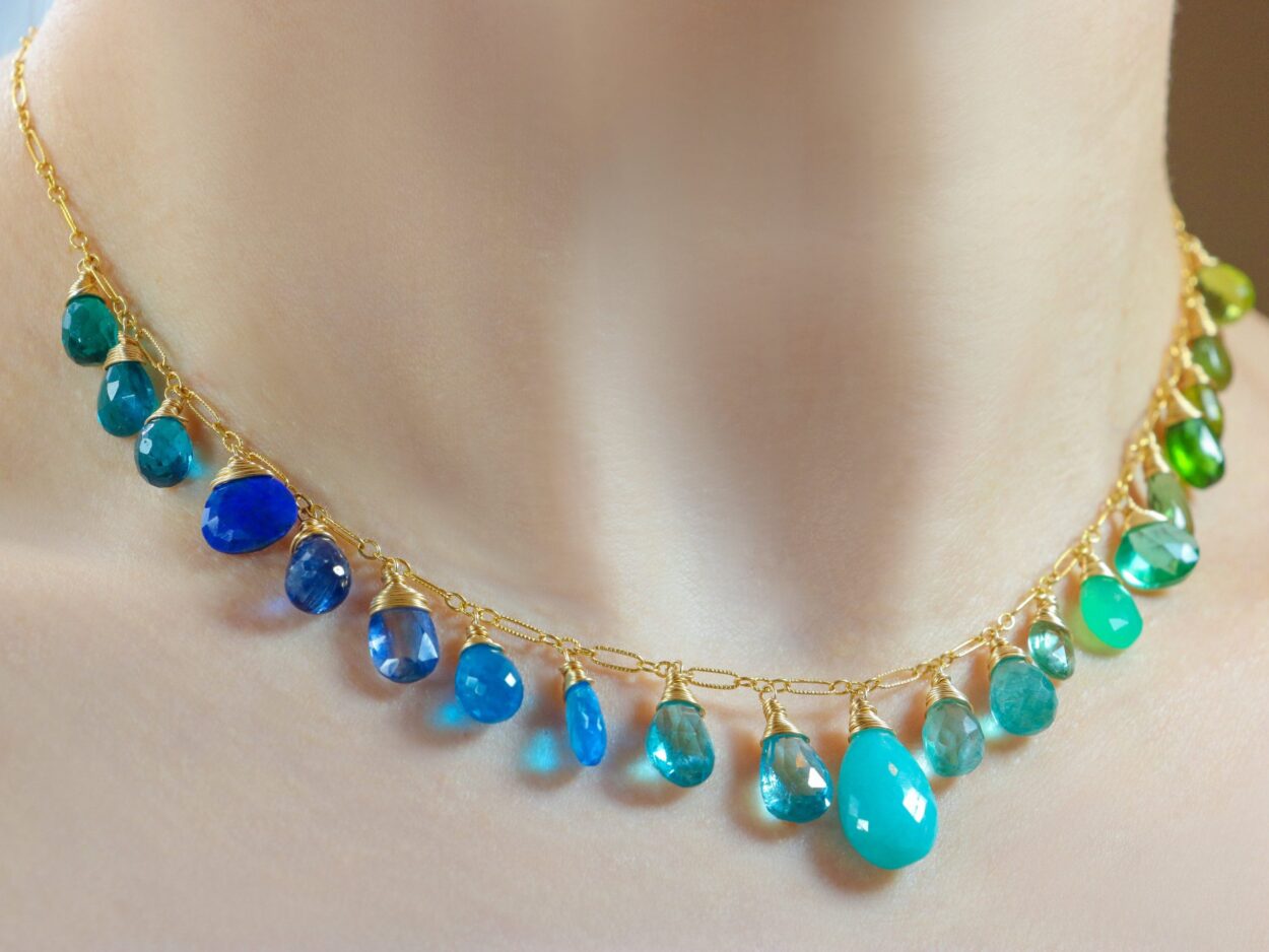 Created Paraiba Stone Clarit Jewellery 14K White Gold Necklace / Sezgin  Jewels