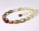 Solid Gold 14K Golden Orange Red Gemstone Bracelet, Semi Precious Stone Bracelet