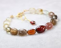 Solid Gold 14K Golden Orange Red Gemstone Bracelet, Semi Precious Stone Bracelet