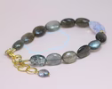 Solid Gold 14K Lavender Black Gemstone Bracelet, Semi Precious Stone Bracelet