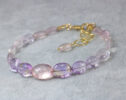 Rose Quartz Pink Amethyst Bracelet, Semi Precious Gemstone Bracelet, One of a Kind