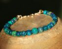 SOLID GOLD 14K Blue Black Opal Bracelet, Genuine Ethiopian Opal Bracelet