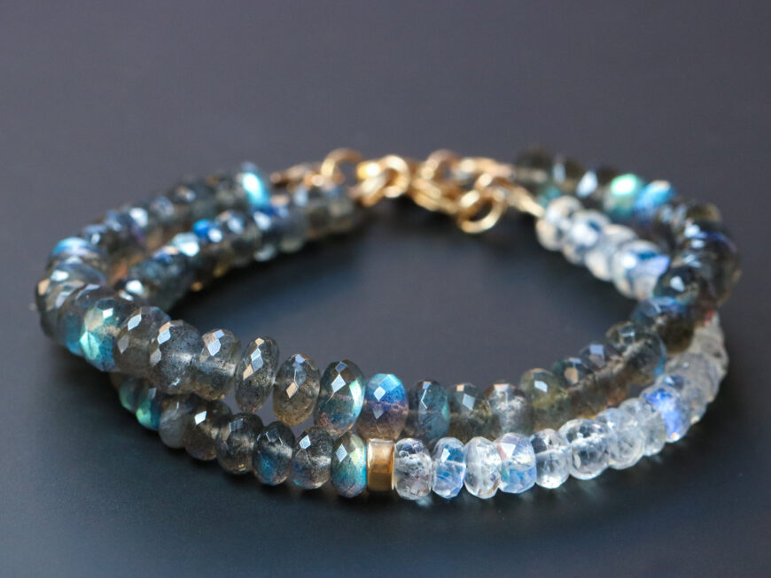 Solid Gold 14K Blue Fire Labradorite Bracelet