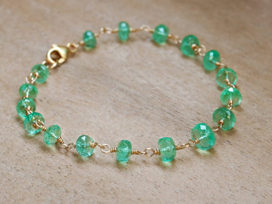 Solid Gold 14K Zambian Emerald Bracelet