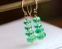 Colombian Emerald Earrings in 14K Solid Gold, One of a Kind