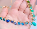Green and Aqua Blue Gemstone Drop Necklace, Statement Semi Precious Stone Necklace