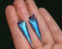 Blue Labradorite Earrings with Kyanites, Gemstone Earrings in 14K Gold Filled, One of a Kind
