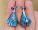 Labradorite Earrings with Tanznaite and Aquamarine, One of a Kind