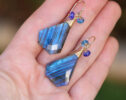 Labradorite Earrings with Tanznaite and Aquamarine, One of a Kind