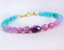 Multi Gemstone Bracelet with Garnet, Pink Sapphires and Turquoise