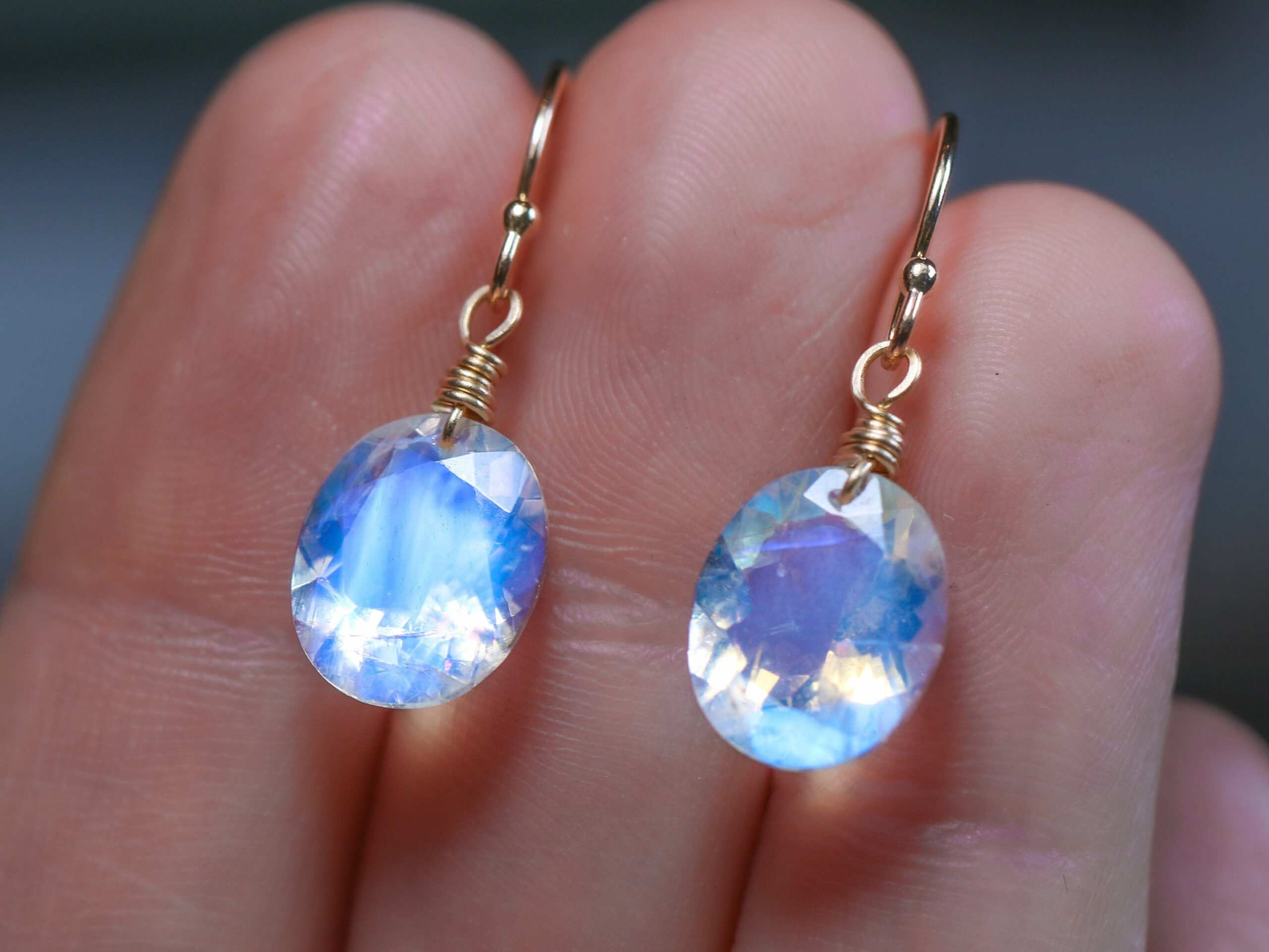 Sterling Silver Victorian Style Genuine Rainbow Moonstone Earrings – Silver  Insanity