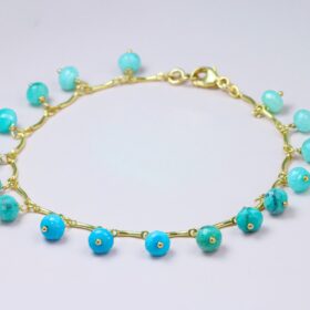 The Azure Bracelet – Turquoise and Amazonite Aqua Blue Gemstone Bohemian Bracelet