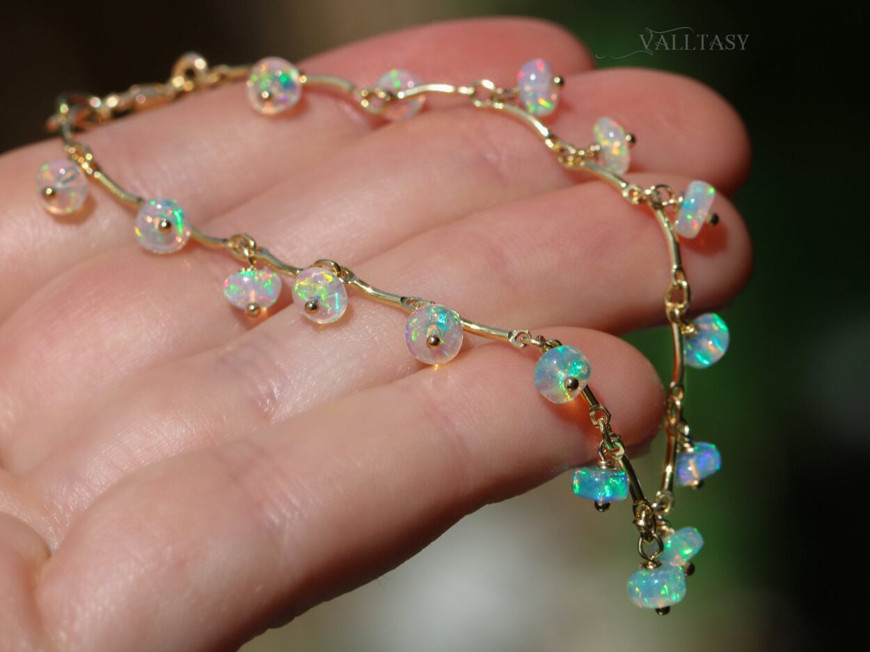 14k Solid YWR Gold 5mm Ethiopian Fire Smooth Opal Beads Bracelet CUSTOMIZE  – BOCHELLI JEWELRY
