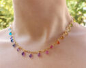 The Destiny Necklace – Solid Gold 14K Rainbow Precious Drop Gemstone Necklace