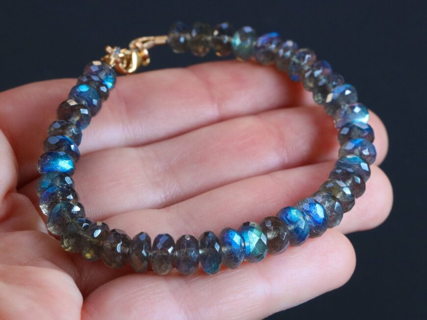 Solid Gold 14K Blue Fire Labradorite Bracelet