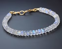 Solid Gold 14K Rainbow Moonstone Blue Fire Bracelet