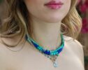Solid Gold 14K Turquoise and Lapis Lazuli Gemstone Necklace, One of a Kind