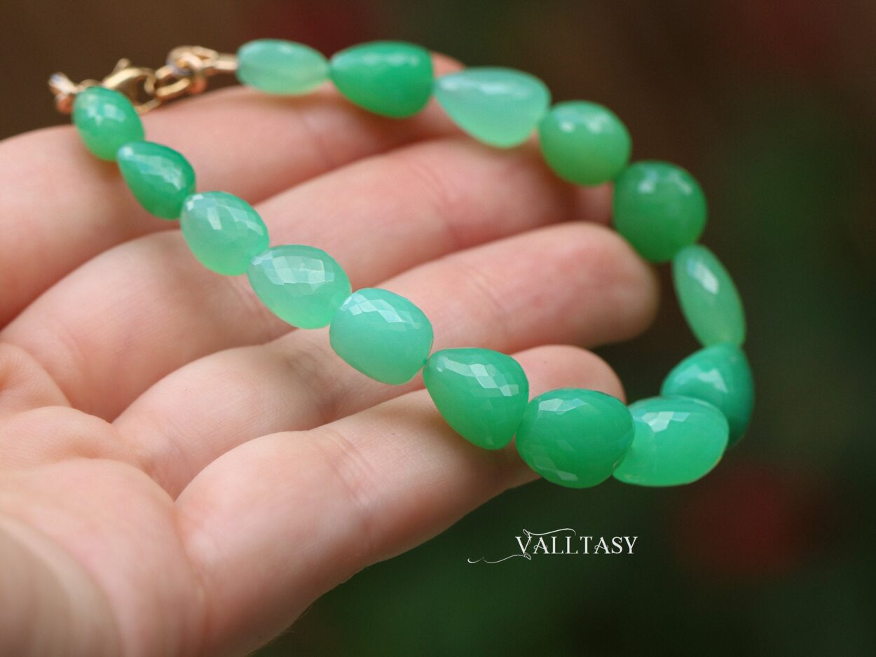 Bohemian Style Fashionable Green Gemstone & Shiny Rhinestone Bracelet,  Luxury Atmosphere Bestie Gift | SHEIN