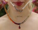 Multi Gemstone Fall Palette Gemstone Necklace with Garnet, One of a Kind