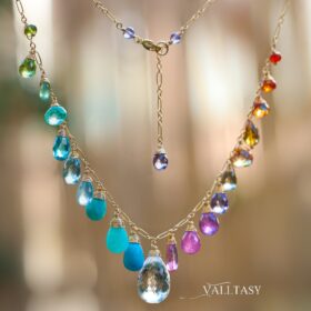 The Candy Crush Necklace – Multi Gemstone Necklace, Precious Drop Necklace, Pastel Candy Necklace