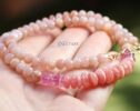 Solid Gold 14K Pink Sapphire and Rhodochrosite Gemstone Necklace, One of a Kind