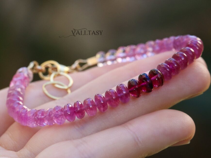 Pink Sapphire and Rhodolite Garnet Bracelet