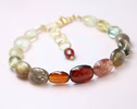 Solid Gold 14K Golden Orange Red Gemstone Bracelet, Semi Precious Stone Bracelet
